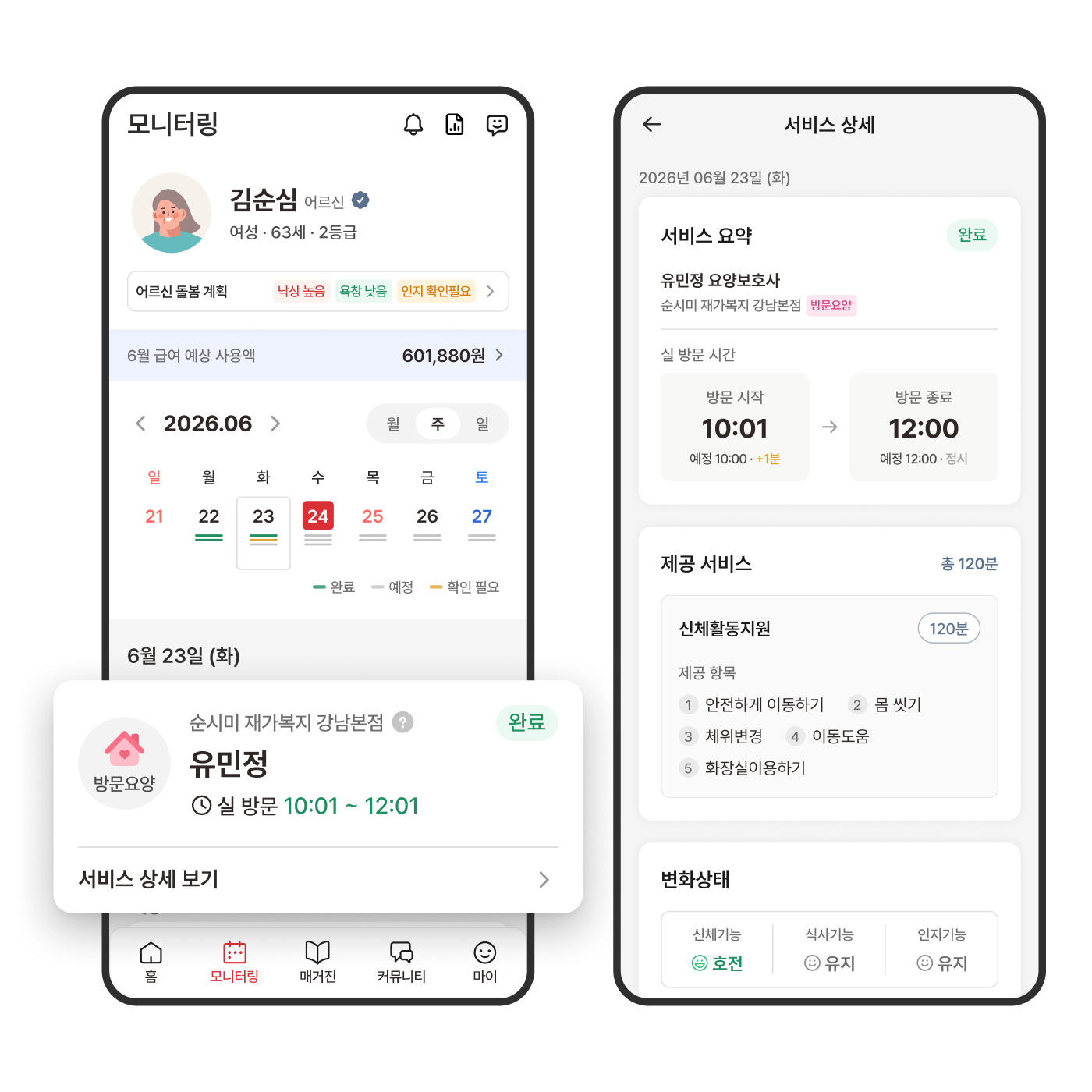 일간 상세 모니터링 화면 예시